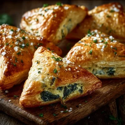 Delicious Spinach and Feta Puff Pastry recipe served on a plate.