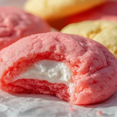 Freshly baked Strawberry Cheesecake Cookies with a creamy frosting
