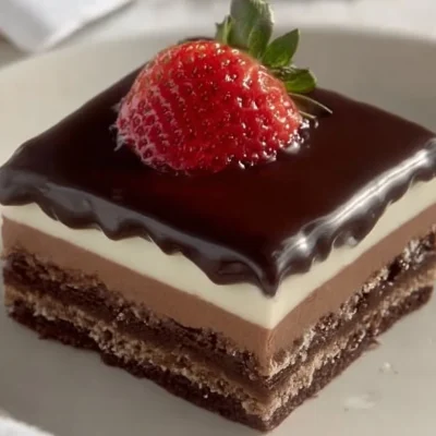 Delicious strawberry chocolate ombre cake featuring layers of rich chocolate and fresh strawberries.