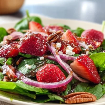 Fresh Strawberry Spinach Salad with vibrant greens and juicy strawberries