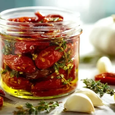 Oven sun-dried tomatoes ready for use in salads and pasta dishes