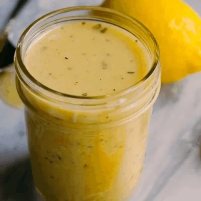 Delicious honey lemon vinaigrette dressing on a fresh salad