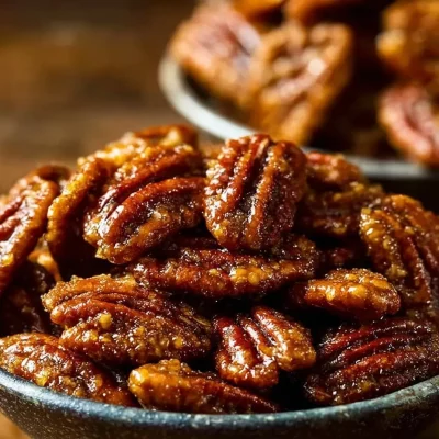 Toasted gingersnap pecans in a bowl, a delicious fall treat