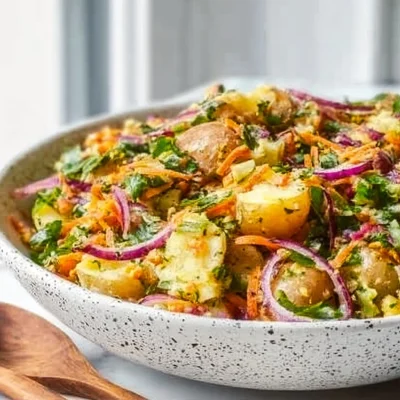 Delicious Turkish Potato Salad served in a bowl