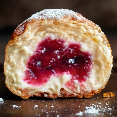 Delicious rhubarb cheesecake bombs topped with sweet-tart rhubarb puree.