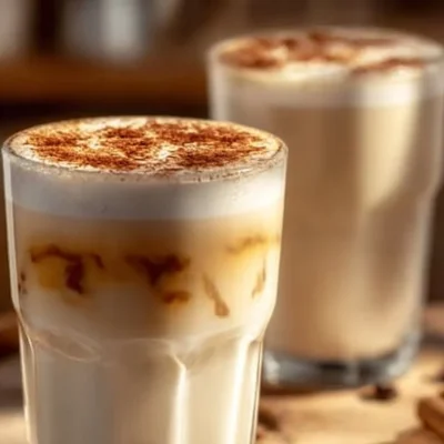 Cup of Vanilla Cinnamon Milk Tea with cinnamon sticks and vanilla beans