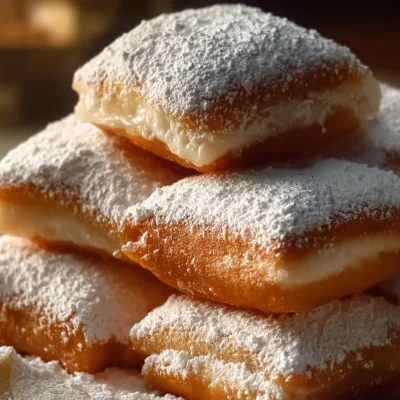 Delicious Vanilla French Beignets dusted with powdered sugar