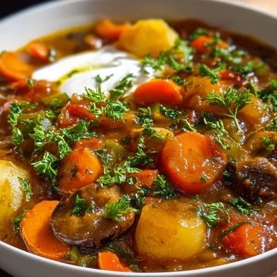 One pot vegetable stew filled with fresh ingredients