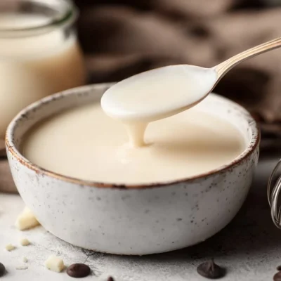 Pouring white chocolate mocha sauce over coffee for a delicious treat
