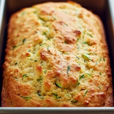 Zucchini Garden Cheddar Quick Bread baked and sliced on a wooden board